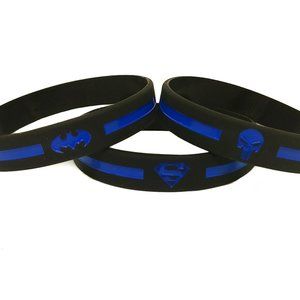 Thin Blue Line Superhero Silicone Bracelets